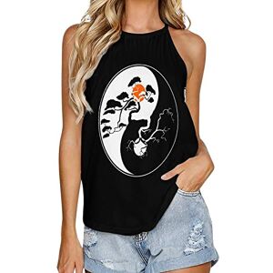 Generic041 Yin Yang Bonsai Tree Fashion Tank Top for Women Summer Crew Neck T Shirts Sleeveless Yoga Blouse Tee L