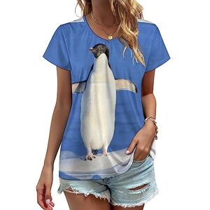Songting Penguin Womens V Neck T Shirts Cute Graphic Short Sleeve Casual Tee Tops L