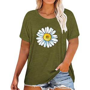 Generic Floral Print Tops for Women UK Summer Crewneck Short Sleeve Plus Size T Shirts Ladies Casual Baggy Blouse Dressy Elegant Tunics