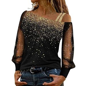 Generic Off Shoulder Tops for Women UK Long Sleeve Gradient Print T Shirts Ladies Summer Casual Loose Fit Tunics Dressy Going Out Blouse Gold