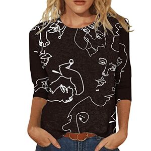 Clearance!Hot Sale!Cheap! 3/4 Sleeve Shirts for Women Cute Print Tee Casual Loose Lightweight Blouse Oversized Sweatshirts Summer 3/4 Sleeve T Shirt Landscape Painting Pattern Top Pullover Round Neck Tee Shirts