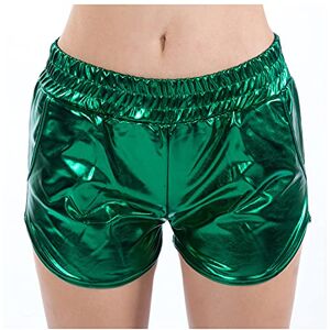 HZMM Leather Shorts Sides Sparkly Rave Pants Elastic Waist Booty Women's Yoga Dance Shorts Shiny Outfit Hot Pants Faux Leather Dressy Short Pant