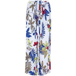 Fashion Star Womens Floral Belted Flared Culottes 3/4 Wide Leg Pants Baggy Palazzo Trouser 3/4 Length Colourful Leaf S/M (UK 8/10)
