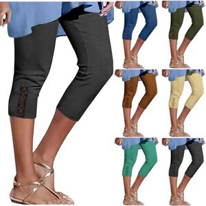 ♛fast Shipping, Standard: 7-12 Days Women's Lace Capris Cropped Trousers UK Clearance Ladies Slim Fit Yoga Gym Pants 3/4 Three Quarter Half Elasticated Trouser High Waisted Capris Pant Summer Legging Lounge Pant Lightweight Shorts