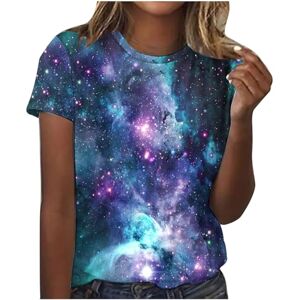 Galaxy Kostüm Damen Blitzangebote Galaxy T-Shirt Women's Trendy Blouse Short Sleeve Tunic with Crew Neck Galaxy Print T-Shirt Large Sizes Summer Tops Galaxy Costume Pullover Top Shirt for Women Streetwear Tee Blouse