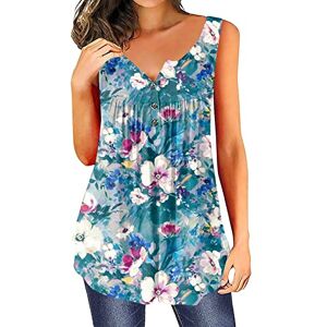 Clearance!Hot Sale!Cheap! Womens Casual Button Up Tops UK Sale Summer Sleeveless Blouse Solid Color Floral Swing Tops Ladies Casual Tank Vest Ruffle Tunic Top Loose Comfy Blouse T-Shirts