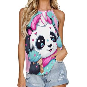 Generic041 Colorful Rainbow U-nicorn Panda Fashion Tank Top for Women Summer Crew Neck T Shirts Sleeveless Yoga Blouse Tee L