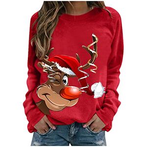 JISUXIAB Christmas Print Jumpers Sweatshirts for Women Ladies UK Dress Oversized Autumn Winter Long Sleeve Crewneck Plus Size Hoodies Tops Casual Loose Pullover