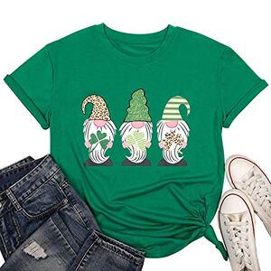T Shirts for Women Funny St Patrick's Day Gonk Graphic Short Sleeve Tunic Blouse Novelty Funny Shirts Pullover Paddy's Day Clothes Slim Fit Fancy Dress Streetwear Green Tops Festival Shirt Tops