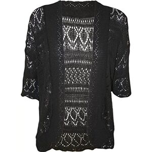 Women's New Crochet Front Open Short Sleeve Knitted Bolero Cropped Cardigan Shrug (Kids 9-10 Years) Black