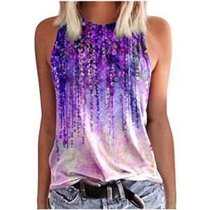 HAOLEI Tank Top for Women Sleeveless Summer Tops UK Square Neck Tops Athletic Floral Vest Tops Classic Off-Shoulder Tops Ladies Slim-Fit Camisole Tank Vest Top Size 8-16 Purple S