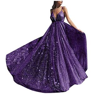 Janly Clearance Sale Sleeveless Dresses for Women, Women Formal Bridesmaid Evening Party Ball Prom Gown Long Wedding Cocktail-Dress, Pure Color Sundress, for Holiday Wedding Birthday Party (Purple-S)