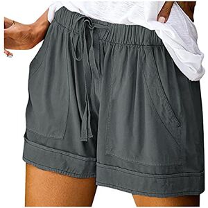 Buetory Casual Shorts for Women Drawstring Elastic Waist Comfy Wide Leg Shorts Lightweight Flowy Beach Shorts with Pockets(Dark Gray,5X-Large)