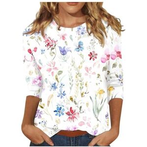 Lightning Deals Of Today 3/4 Sleeve Tops For Women Uk My Orders Womens Summer Tops Dressy Casual Crewneck Cute Floral Print Ladies Shirts Trendy 3/4 Sleeve Shirts for Women UK Workout Tunic Blouse Womens Tops Blouses Cotton Tshirts Graphic Tees