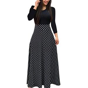 Janly Clearance Sale Dresses for Women, Women Long Sleeve Floral Boho Print Long Maxi Dress Ladies Casual Dress, Long Sleeve Printed Dress, for Holiday Wedding Birhday Party (Black-L)