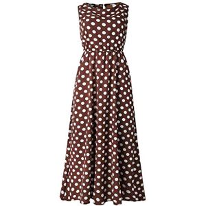 AMhomely Womens Summer Maxi Dress Casual Crew Neck Sleeveless Long Dress Boho Floral Polka Dot Wrap Flowy Beach Dresses Evening Party Dress Casual Elegant Cocktail Holiday Beach Long Dress for Ladies