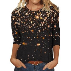 Generic Round Neck Tops for Women UK 3/4 Sleeve Print T Shirts Ladies Summer Casual Loose Fit Tunics Dressy Going Out Blouse Rose Gold