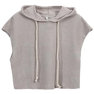 Amazhiyu Women's Hoodie, Summer Short Sleeve Hoodie Casual V-Neck Sweatshirt with Hood Lightweight Pullover Loose Tops Grey L