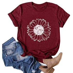 Briskorry Summer T-Shirts Women's Plain Oversized Tops for Women Casual Crew Neck Tee Short Sleeve Loose Blouse Dandelion Print Shirt Fashion Running Shirt Relaxed Lightweight Sweatshirt