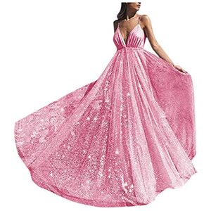 Janly Clearance Sale Sleeveless Dresses for Women, Women Formal Bridesmaid Evening Party Ball Prom Gown Long Wedding Cocktail-Dress, Pure Color Sundress, for Holiday Wedding Birthday Party (Pink-M)