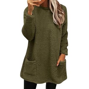 HIGOU Sweatshirt Tunics For Women Tops Womens Winter Warm Sweater Winter Coat Fleece Thickening Plus Size Coat Jacket Casual Plus Size Loose Coat Sweaters Fleece Women(Green,XL)