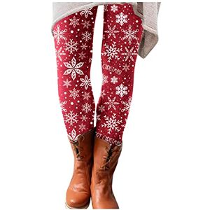 Sderg Christmas Leggings for Women Plus Size Printed Slim Stretch Elastic Jeggings High Waist Butt Lift Tummy Control Skinny Workout Pants (Red, XL)