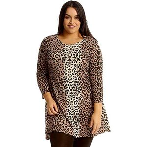 Womens Plus Size Tunic Swing Top Animal Leopard Print Skater A-Line (Brown Leopard Print, 18)
