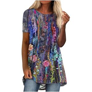 Round Neck T Shirt Women Summer Fashion Casual Blouse Sale Clearance Vintage Short Sleeve Tee Plus Size Round Neck Shirts Vintage Floral Print Tunic Tops Ladies Comfortable Tops for Summer