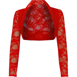 Paramount Long Sleeve Cropped Lace Bolero Shrug Red