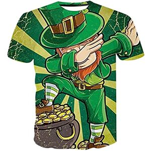 NQyIOS Mens St Patricks Day Shirts Fashion Casual Festival 3D Digital Printing Round Neck Pullover Short Sleeve T Shirt Tops (ZWadA-Green, M)