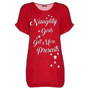 Fashion Star Womens Xmas Rudolph Snow Falling Baggy Tshirt Naughty Girl Red Plus Size (UK 16/18)