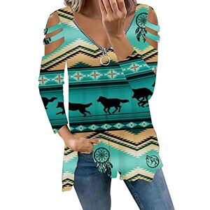 Clearance!Hot Sale!Cheap! Womens Summer Shirts Cold Shoulder Tops Blouse Sale Clearance UK Ladies Zipper V Neck Tunic Tops Fashion Long Sleeve T Shirts Casual Loose Blouse