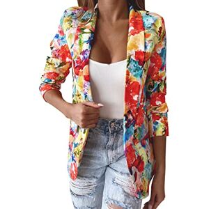 Generic Women's Graphic Blazer Open Front 3 4 Sleeve Tie Dye Pop Art Print Slimming Casual Basic Jacket Blazer for Work Office Orange