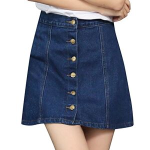 LAEMILIA Women's Button Front Denim A-Line Short Skirt High Waist Pencil Mini Dress