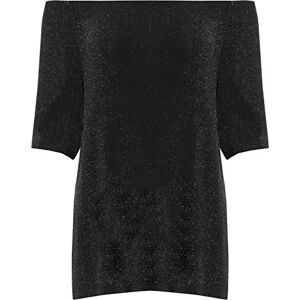 WearAll Women's Plus Lurex Party Top Ladies Off Shoulder Bardot Glitter Short Sleeve - Silver - 18