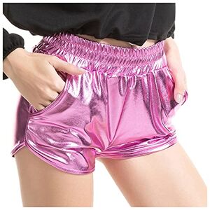 HZMM Leather Shorts Sides Sparkly Rave Pants Elastic Waist Booty Women's Yoga Dance Shorts Shiny Outfit Hot Pants Faux Leather Dressy Short Pant