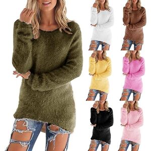 Todays Deals Lining Zeiayuas Ladies Fleece Tops Long Sleeve Sherpa Pile Pullover Fuzzy Fleece Sweatshirt Womens Winter Warm Jumper Teddy Fluffy Tunic Top Loose Solid Color Crewneck Sweater UK Army Green