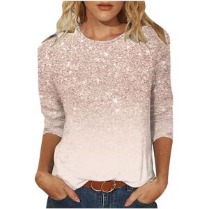 ⭐tops For Women Uk,1229mjrsy1506 Round Neck 3/4 Sleeve Tunics Womens Sparkly Jumpers Women's Tops Womens Shirts and Blouses UK Ladies Xmas T Shirts Ladies 3/4 Sleeve Tops Sparkly Print Tops Womens Summer Tops Casual Tunic Blouse