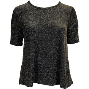 UK Dispatch Sparkly T Shirt Swing Top Round Neck Short Sleeve Lurex Tinsel Party Wear Ladies,16/18,Gold