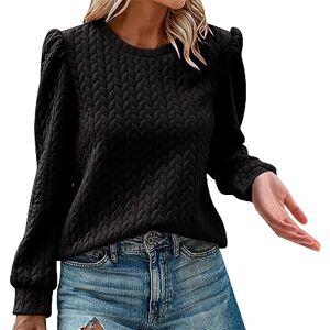Deals Of The Day Sale Prime Women Women's Puff Long Sleeve Jumpers Sweatshirts Crewneck Twist Texture Loose Tunic 2023 Pullover Tops Solid Colour Lightweight Dressy T-Shirts Warehouse Deals Clearance