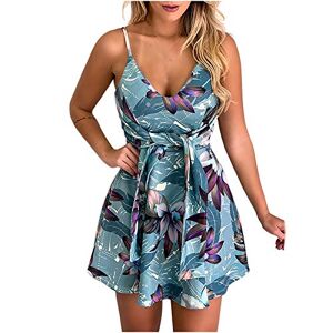 Janly Clearance Sale Dress for Womens, Women Ladies V-Neck Sleeveless Condole Belt Flowers Print A-Line Dress ,Easter Day Deal