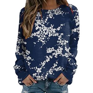 Neon Clothes For Women VJGOAL Women's Sweatshirt Pullover Womens Floral Print Raglan Sleeve Crewneck Sweatshirt Navy