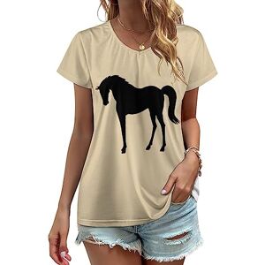 Songting Silhouette Horse Womens V Neck T Shirts Cute Graphic Short Sleeve Casual Tee Tops XL