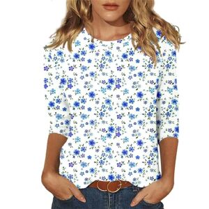 Generic Ladies 3/4 Length Sleeve Tops Floral Comfort Round Neck Women T Shirts 3/4 Sleeves Dressy Running Fitted Womens Tops Summer