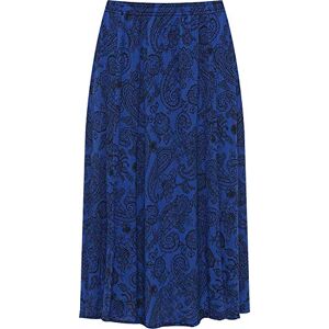 Girlz Walk GirlzWalk Title Women's Paisley Print Midi Skirt Ladies Elasticated Stretch Waist Plus Size (Royal Blue, XXXX-Large/UK 28-30)