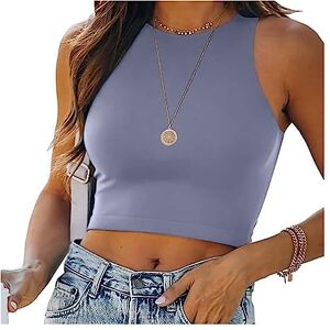 ASIYAN Summer Women Solid Color Short Crop Top Elastic Slim Crew Neck T-Shirt Ladies T Shirt Short Sleeve Elegant Shirts Womens Casual (Color : Mauve, Size : XXL)