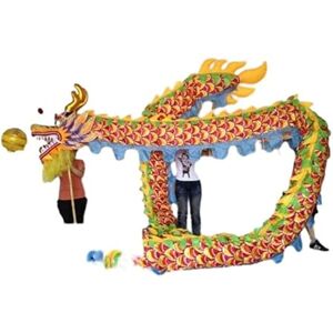 Generic 14m Silk Dragon Dance Costume for 8 Players, Folk Dragon Dance for Chinese New Year Halloween Carnival Festival Party Christmas Parade