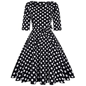 MINTLIMIT Women's Audrey Hepburn Rockabilly Vintage Dress 1953s Retro Cocktail Swing Party Dress Polka Dots，White，XL