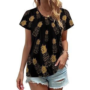 Songting Pineapple Womens V Neck T Shirts Cute Graphic Short Sleeve Casual Tee Tops M