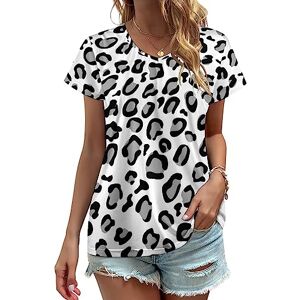 Songting Leopard Print Womens V Neck T Shirts Cute Graphic Short Sleeve Casual Tee Tops 4XL